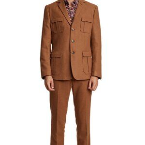 Paisley&Gray Field Slim Wool-Blend Military Jacket Men FULL suit 42R 34x32 pant